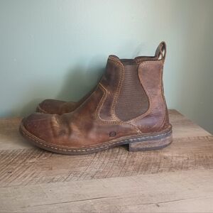 Born Mens Hemlock Slip On Leather Boots 11.5 Brown Chelsea Rustic Barn Heritage